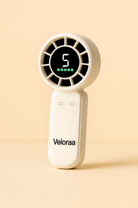 Portable Turbo Fan - 5-Speed Rechargeable Handheld Fan with 4000mAh Battery.
